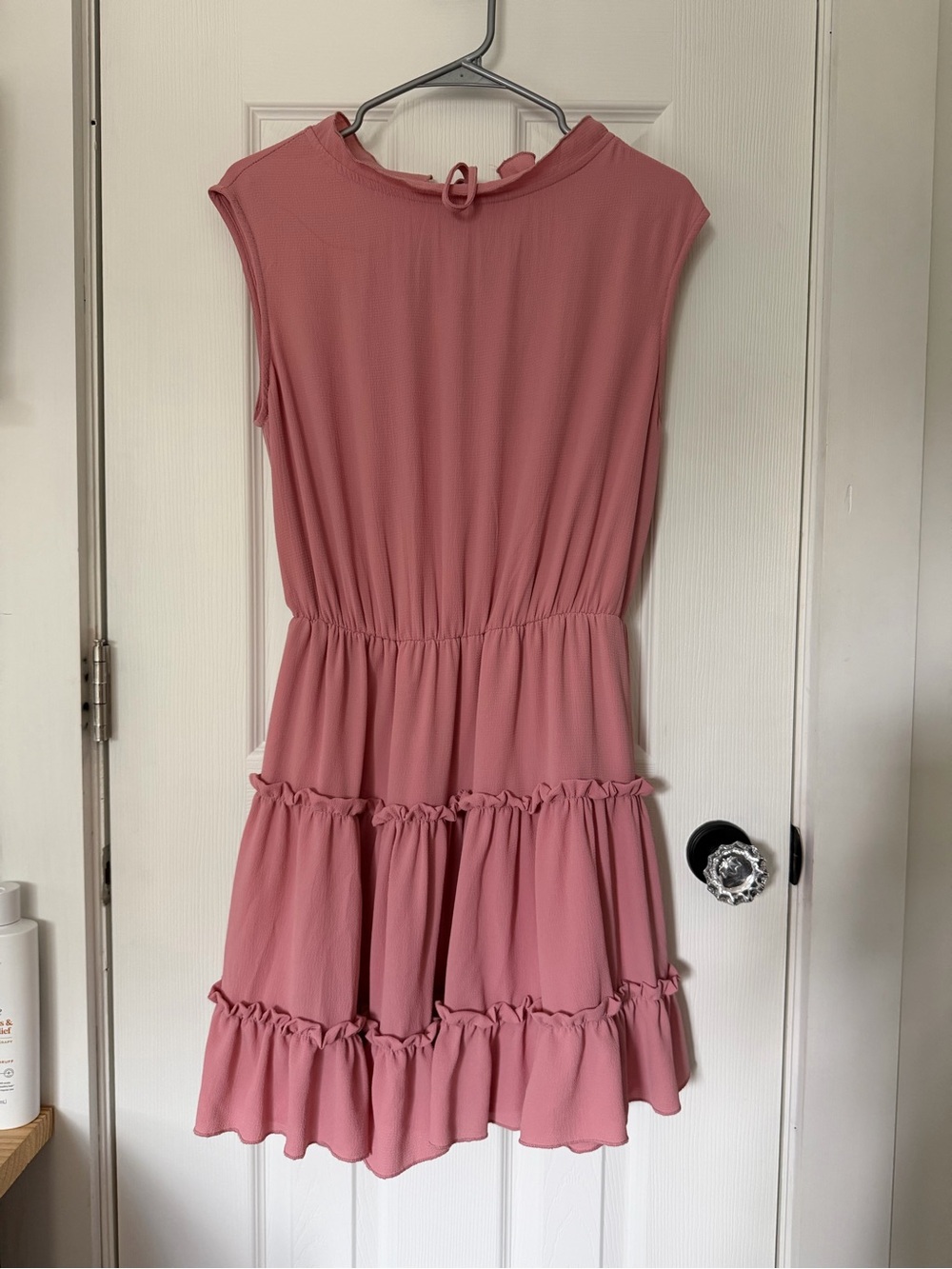 Womens Rose Pink Tiered Casual Dress with Ruffle Detail